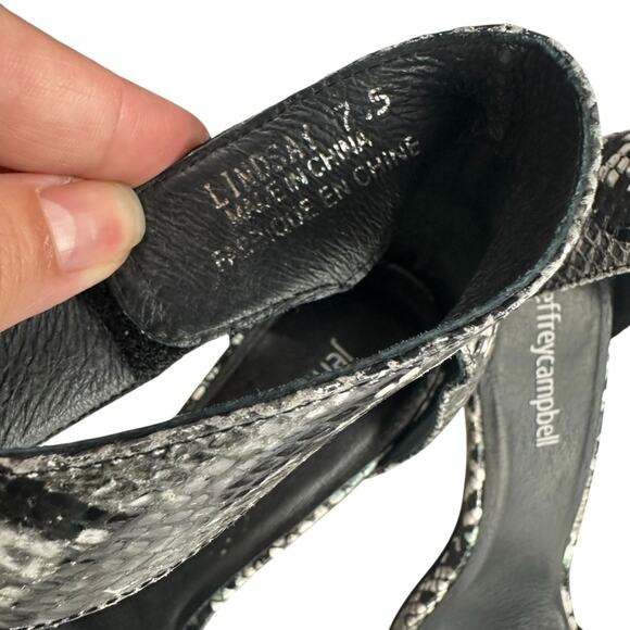 Jeffrey Campbell Lindsay Heeled Sandals Black Grey Snake Animal Print Size 7.5 - Picture 2 of 15